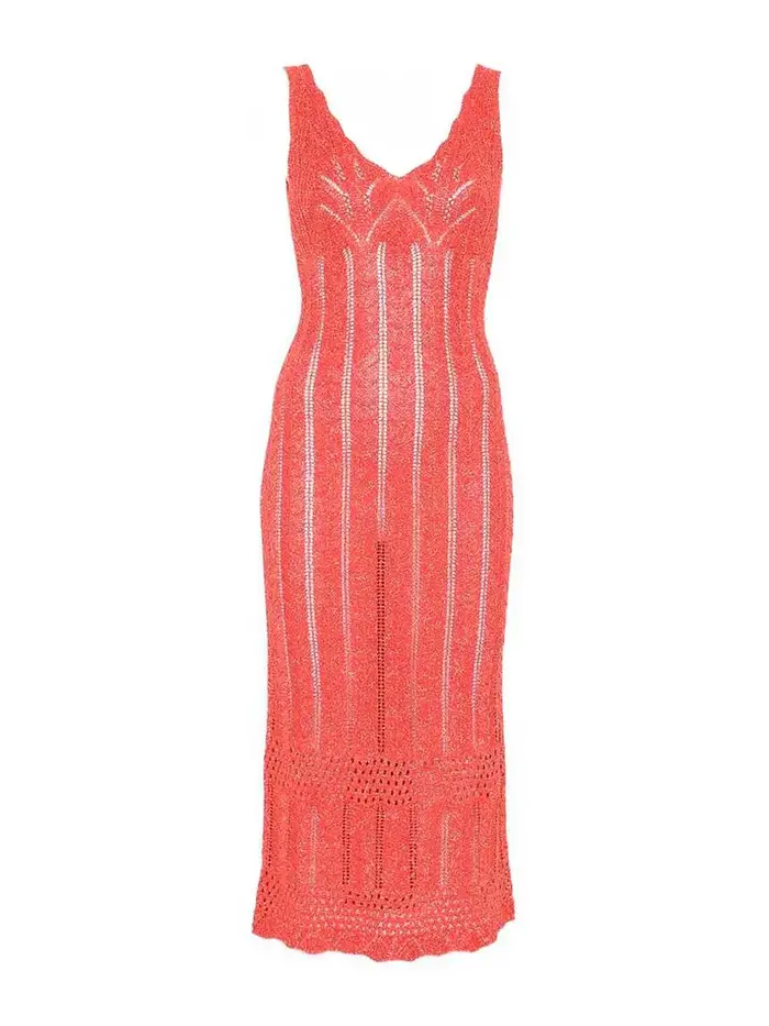 Vestito in maglia senza maniche Fucsia