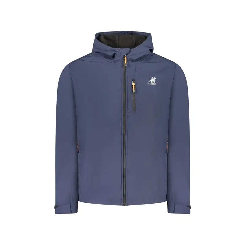 U.S. Grand Giubbotto Uomo Blu Soft Shell Cappuccio Tasche Logo