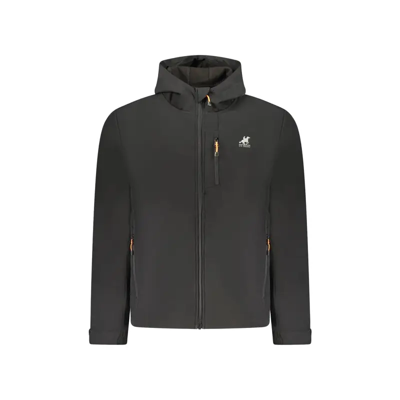 U.S. Grand Giubbotto Uomo Nero Soft Shell Cappuccio Tasche Logo