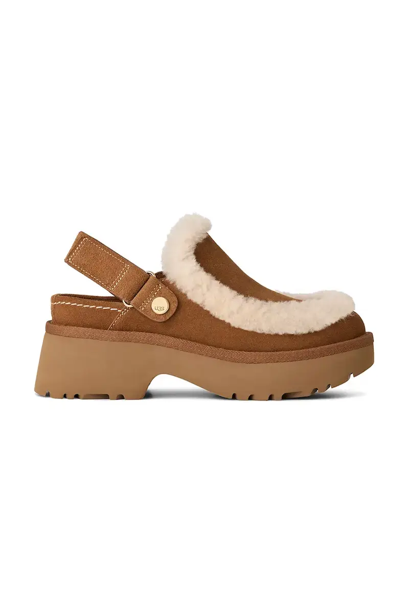 Ugg ciabatte slide in camoscio Esmee Clog donna colore marrone 1173331.CHE