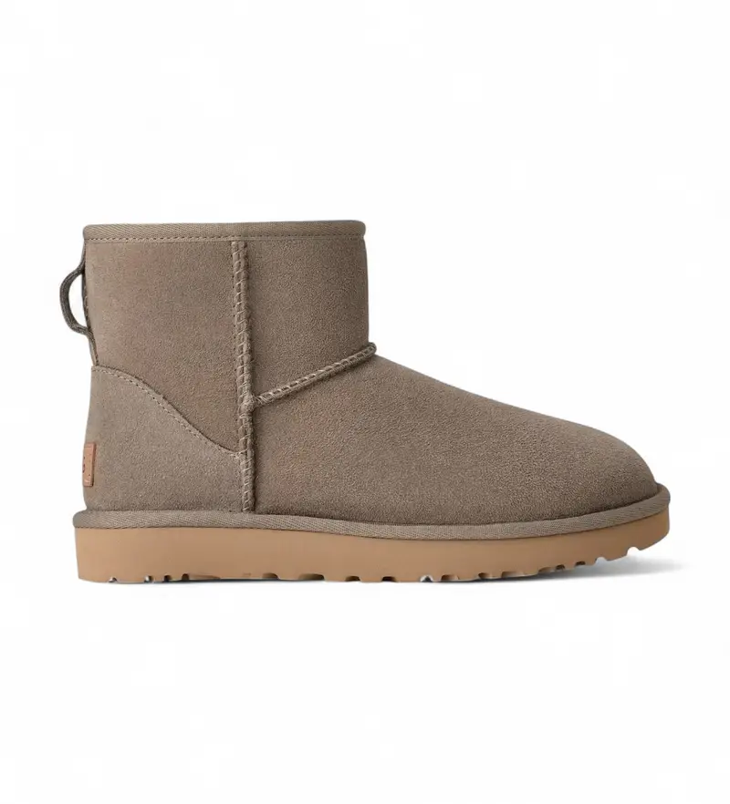 UGG per donna. 1016222 Stivaletti Classic Mini II in pelle color tortora, Basso, Nessuno, Casual, Homewear, Taupe
