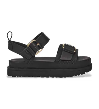 UGG per donna 1167392 Sandali Goldenstar Villa in pelle nera, Basso, Fibbia, Casual Beige