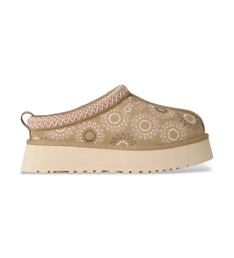 UGG per donna 1178193 Zoccoli in pelle marrone chiaro Tazz Sun Stitch, 3 a 5cm, Nessuno, Casual