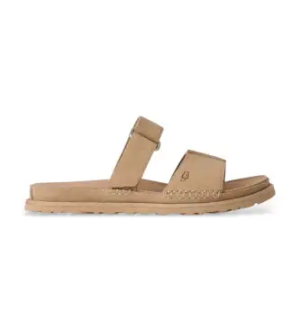 UGG per donna 1178590 Sandali GoldenGaze Slide in pelle beige, Basso, Camoscio, Nessuno, Casual