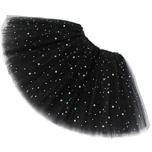 Ugitopi Gonna tutù da Bambina, con Paillettes Luccicanti, in Tulle, a Strati, Black