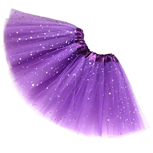 Ugitopi Gonna tutù da Bambina, con Paillettes Luccicanti, in Tulle, a Strati, Dark Purple
