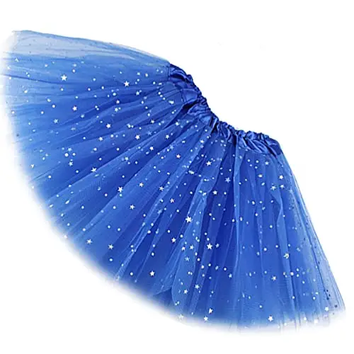 Ugitopi Gonna tutù da Bambina, con Paillettes Luccicanti, in Tulle, a Strati, Royal Blue