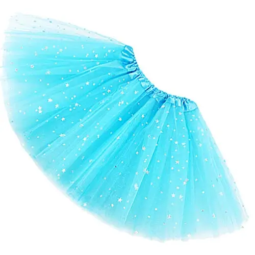 Ugitopi Gonna tutù da Bambina, con Paillettes Luccicanti, in Tulle, a Strati, Water Blue