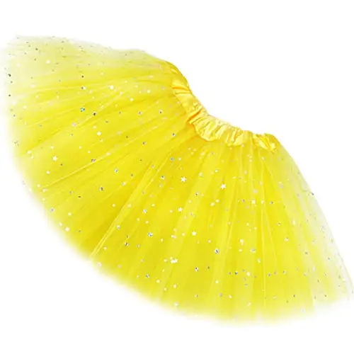 Ugitopi Gonna tutù da Bambina, con Paillettes Luccicanti, in Tulle, a Strati, Yellow