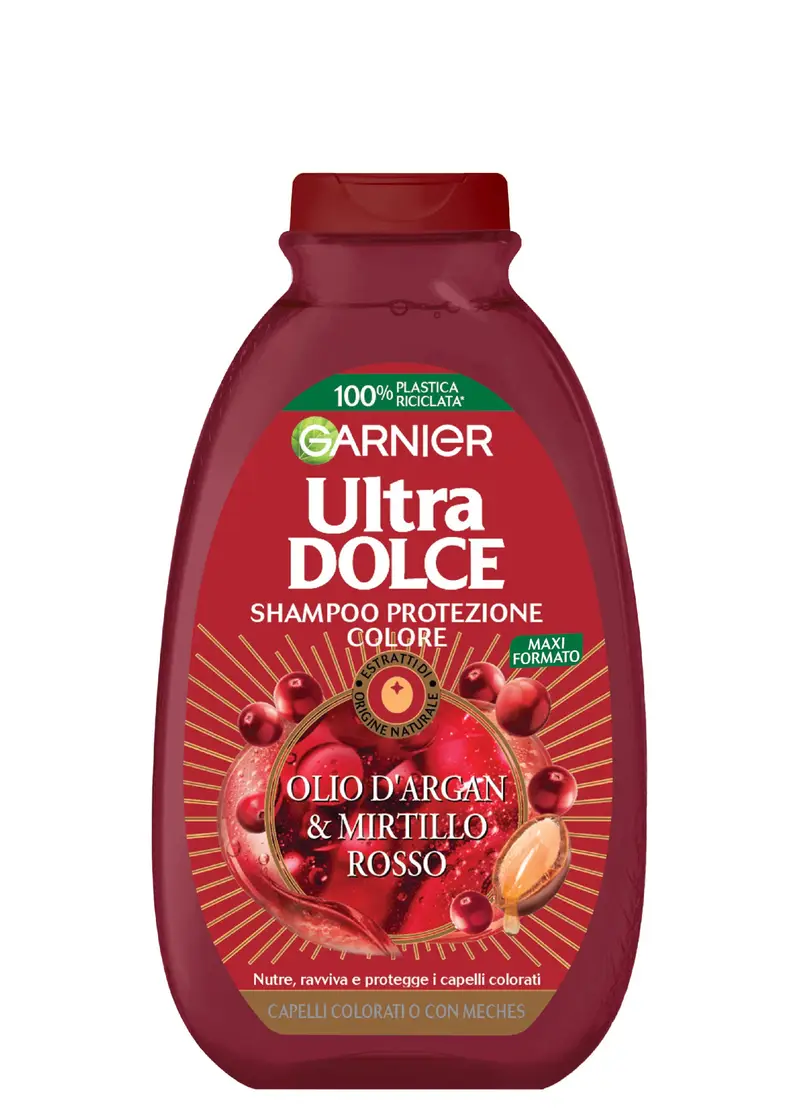 ULTRA DOLCE Garnier Shampoo Olio Di Argan E Mirtillo Rosso, Shampoo Per Capelli Colorati, 300 Ml., Donna, Bianco, Taglia: FASUL