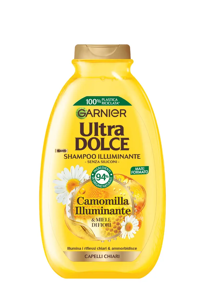 ULTRA DOLCE Garnier Shampoo, Shampoo Per Capelli Chiari, Camomilla E Miele, 300 Ml., Donna, Bianco gesso, Taglia: FASUL