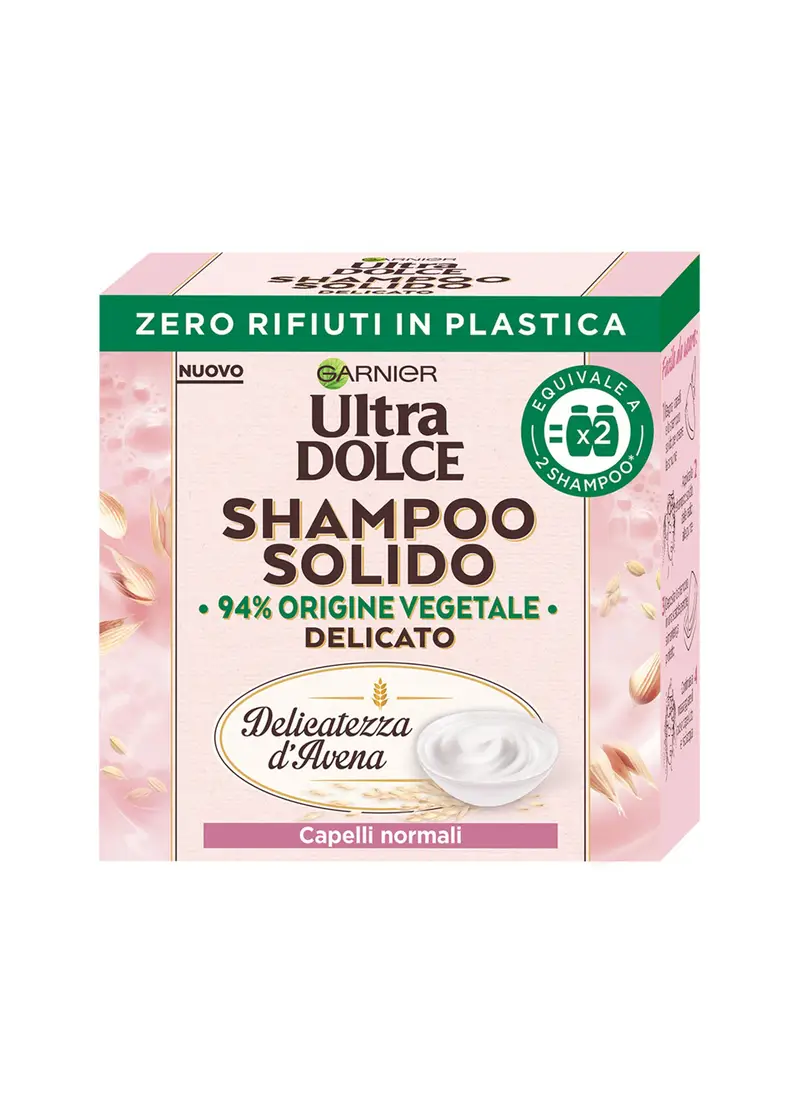 ULTRA DOLCE Garnier Shampoo Solido Delicatezza D’avena, Per Cute Sensibile E Capelli Delicati, Con Packaging 100% Ecologico