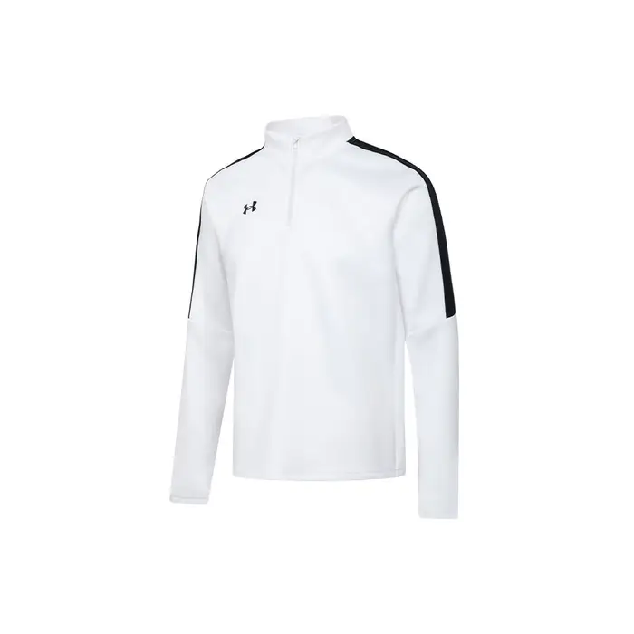 Felpa con logo stampato Under Armour, colletto alto, mezza zip, manica lunga, da allenamento, da uomo, colore bianco, 22600301-100 4XL
