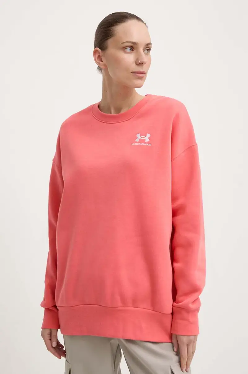 Under Armour felpa donna colore rosa con applicazione Arancione