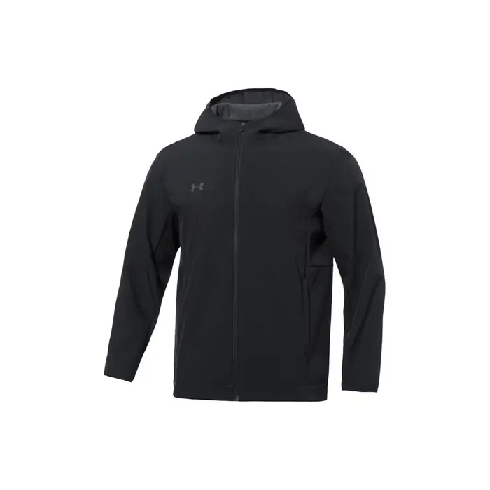 Giacca a vento con cappuccio sportiva in tessuto tinta unita con logo riflettente sfumato Under Armour da uomo giacche Nero 22600401-001 L