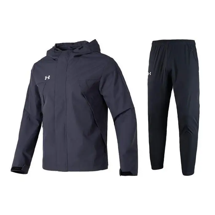 Giacca con cappuccio a tinta unita con logo Under Armour Pantaloni lunghi in tessuto Set sportivo casual Set da uomo 23600401-013+22500706-001 XXL
