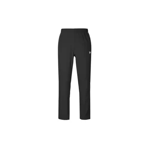 Under Armour Pantaloni sportivi da uomo comodi versatili con lacci logo gamba dritta larga in maglia nero 25500705-001