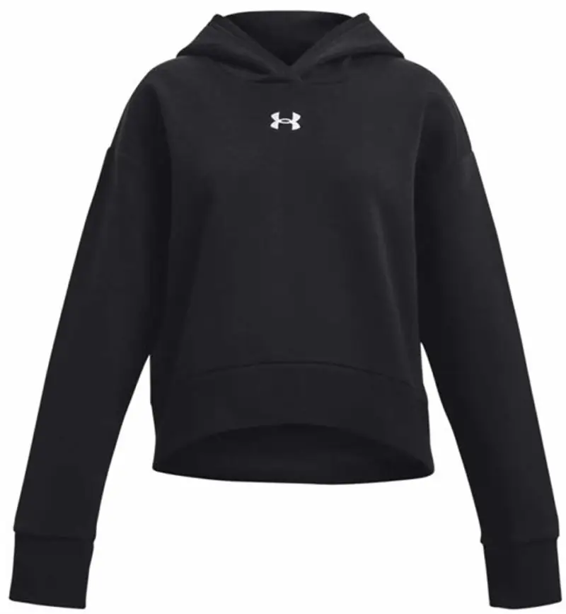 Under Armour Rival Fleece Crop Jr - felpa con cappuccio - ragazza Black