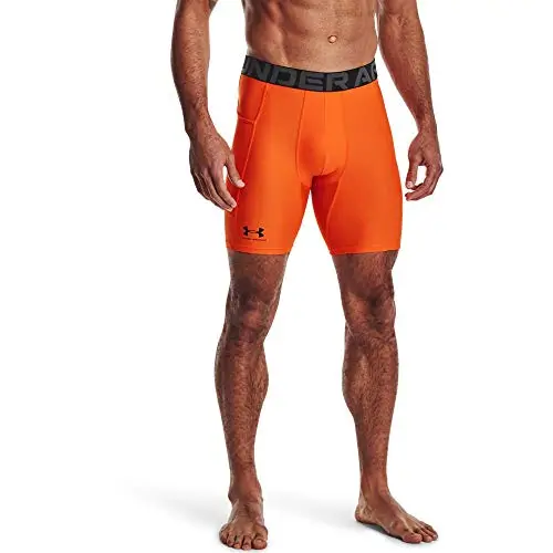Under Armour UA HG Armour, Pantaloncini Corti da Corsa, da Uomo, Traspiranti, Team Orange (800)/Black