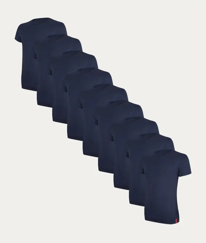Undiemeister® Confezione da 9 Magliette Blu Slim Fit Con Scollo Rotondo Storm Cloud