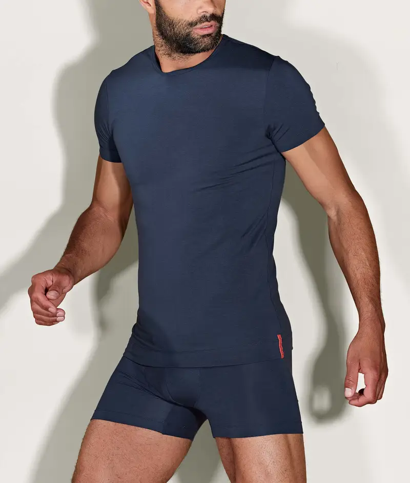 Undiemeister® Maglietta Blu Slim Fit Con Scollo Rotondo Storm Cloud