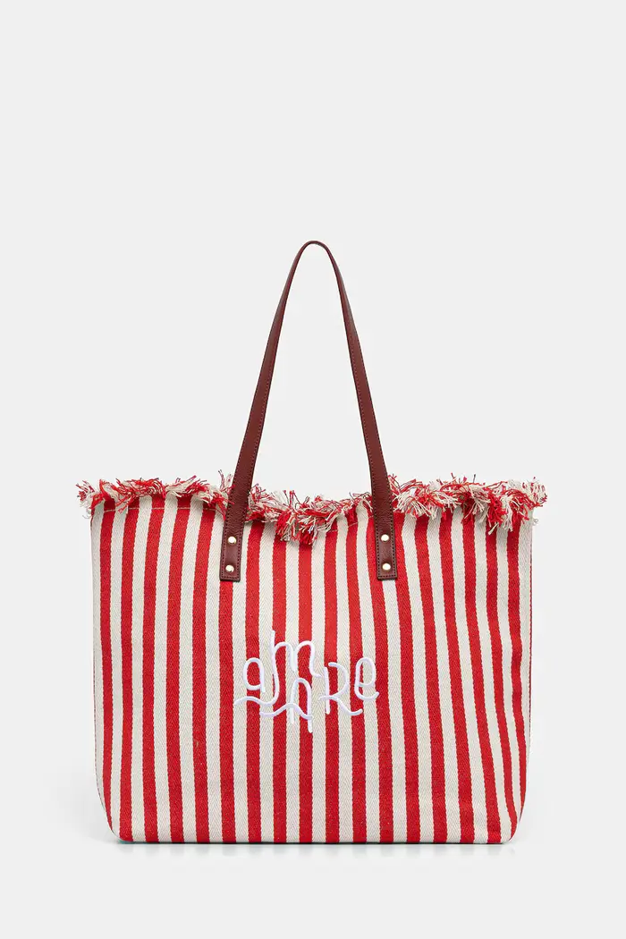 borsa tote da donna in cotone Rosso