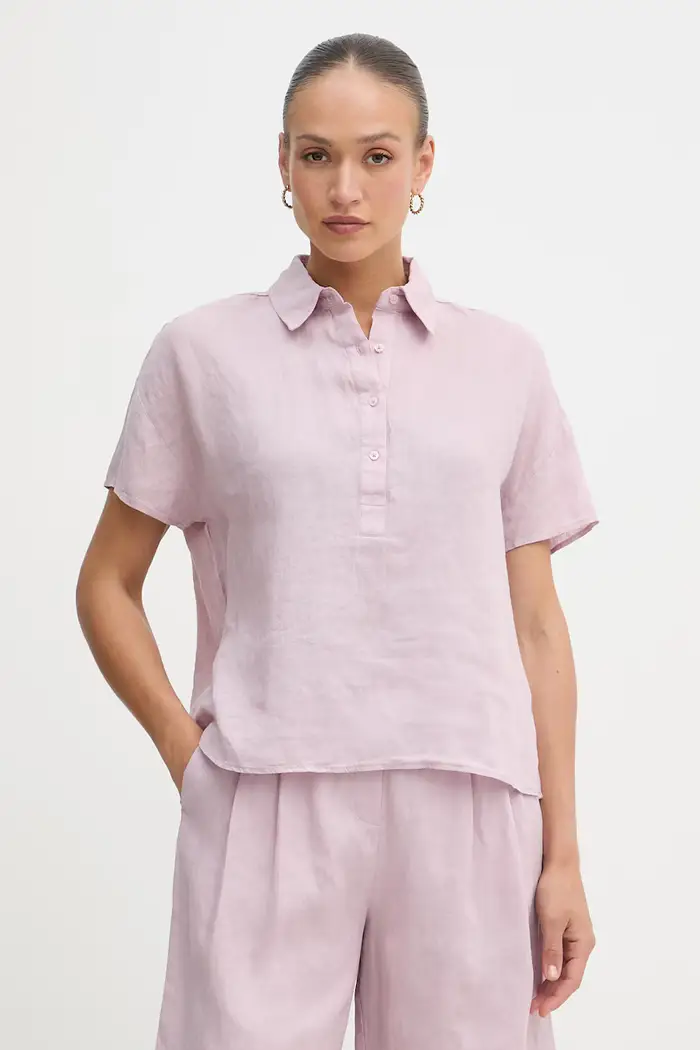United Colors of Benetton camicetta da donna in lino Rosa