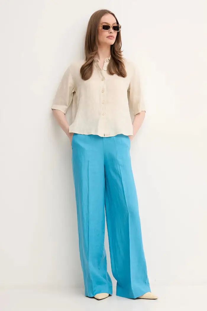 United Colors of Benetton camicia da donna in lino Beige