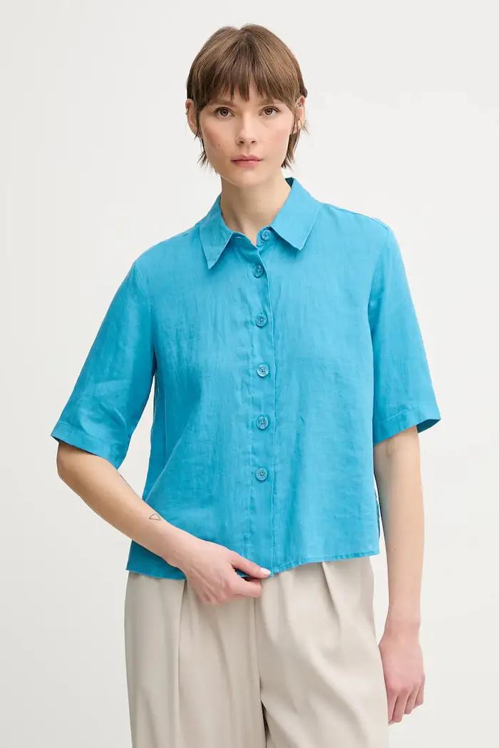 camicia da donna in lino Blu