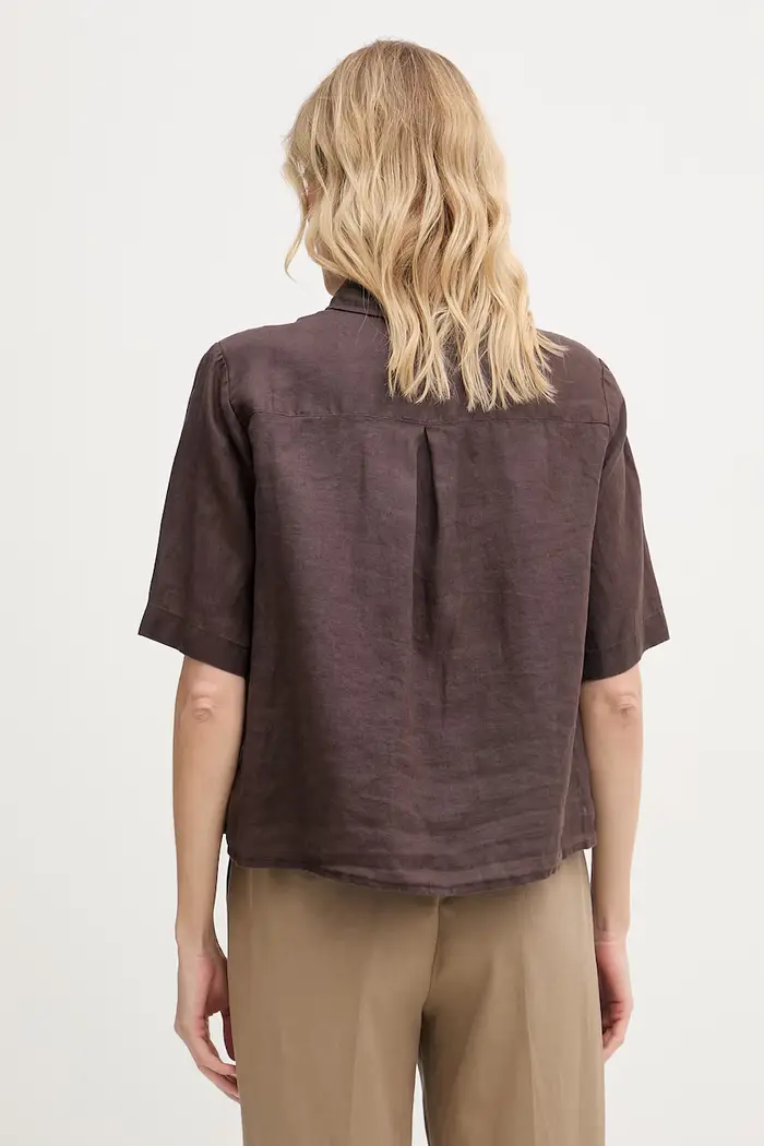 United Colors of Benetton camicia da donna in lino Marrone