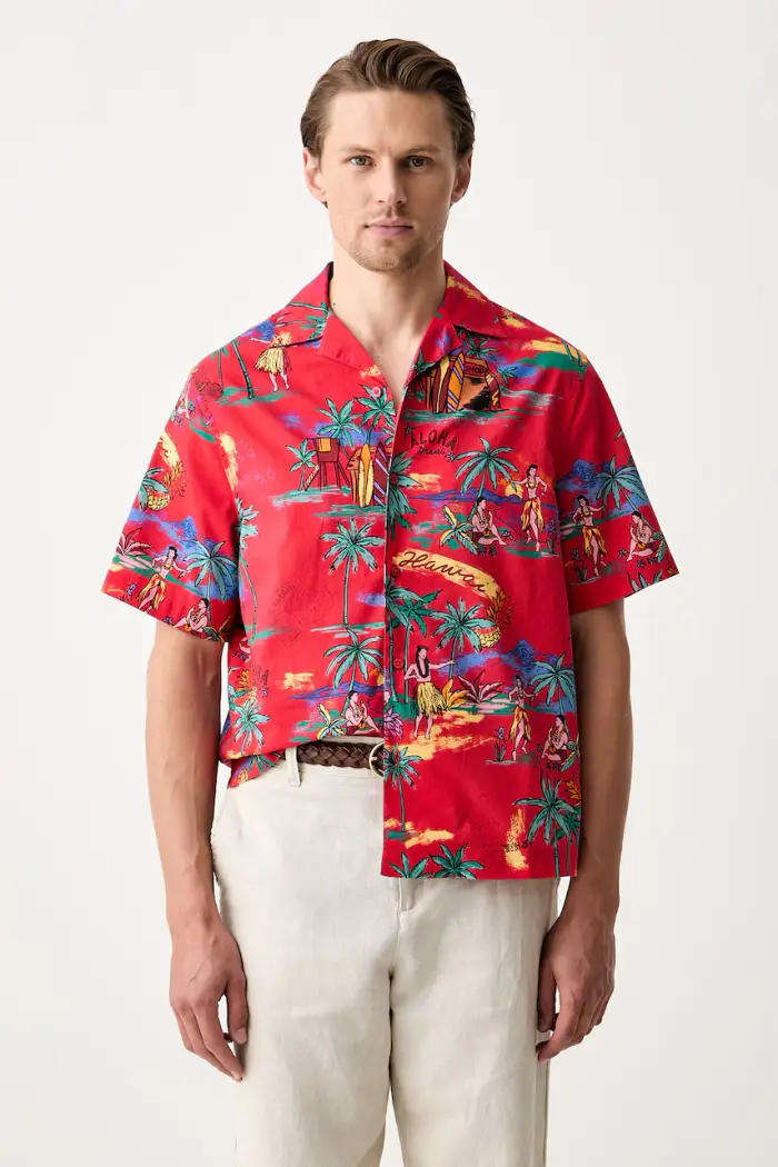 United Colors of Benetton camicia da uomo in cotone Rosso