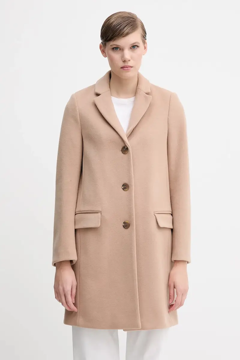 United Colors of Benetton cappotto con lana colore beige 2V0PDN062