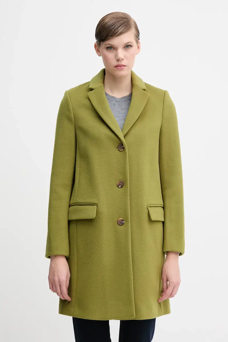 United Colors of Benetton cappotto con lana colore verde 2V0PDN062