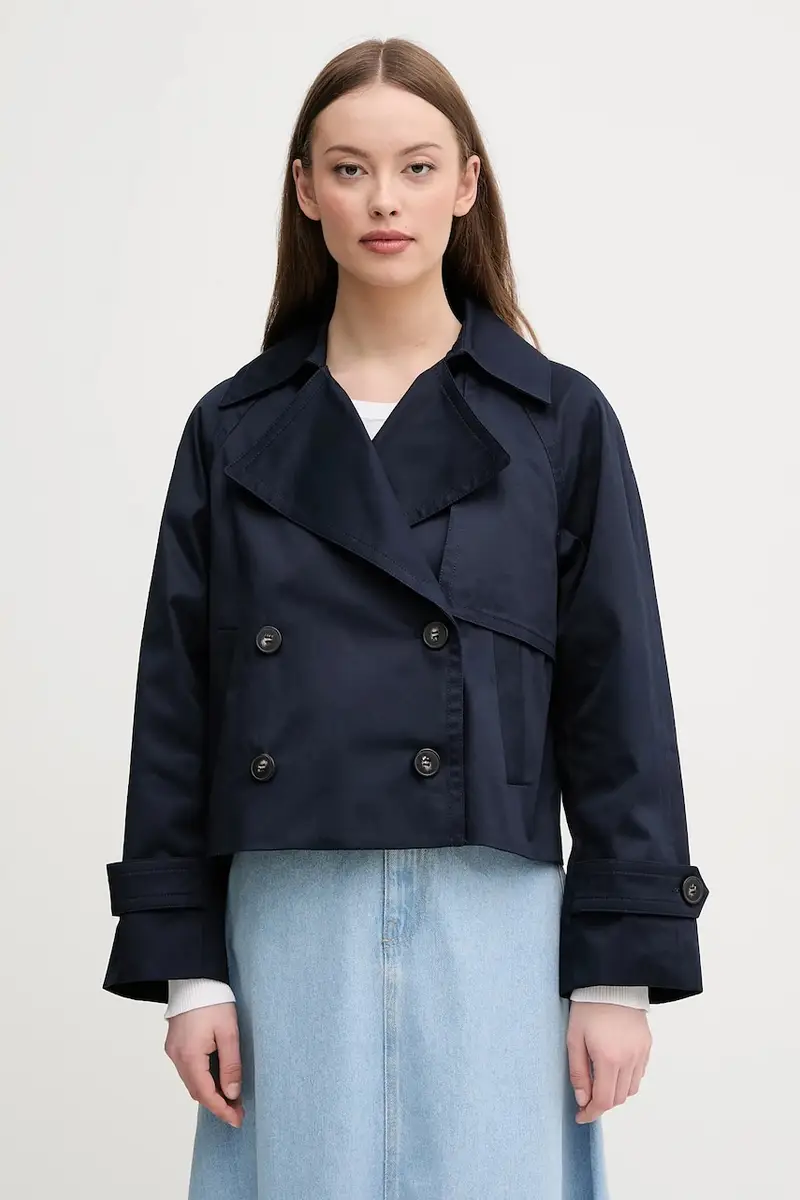 United Colors of Benetton cappotto in cotone donna colore blu navy 2RGCDW034