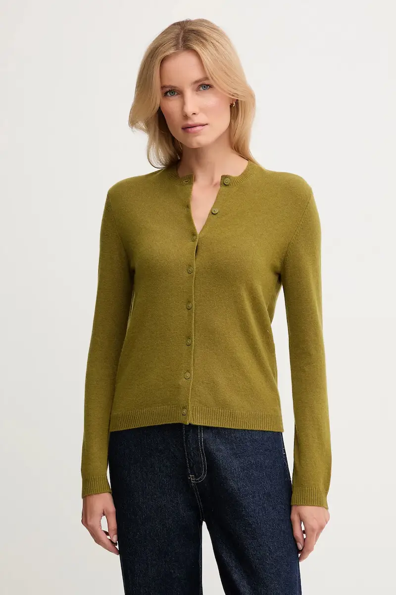 United Colors of Benetton cardigan con lana colore verde 102HD502B