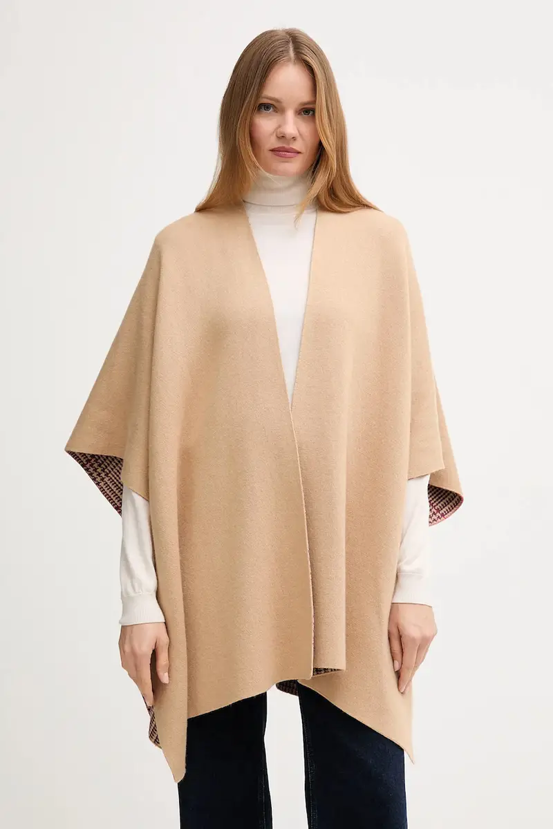 United Colors of Benetton cardigan con lana reversibile colore beige 112HEU01N