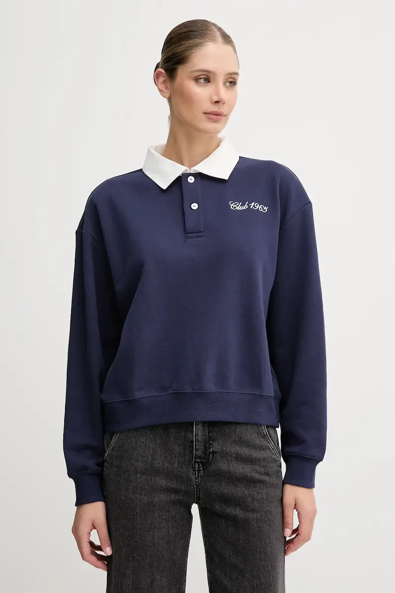 United Colors of Benetton felpa donna colore blu navy con applicazione 3WNWD3011