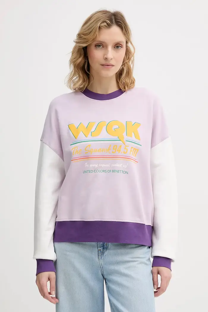 United Colors of Benetton felpa in cotone x Stranger Things Violetto