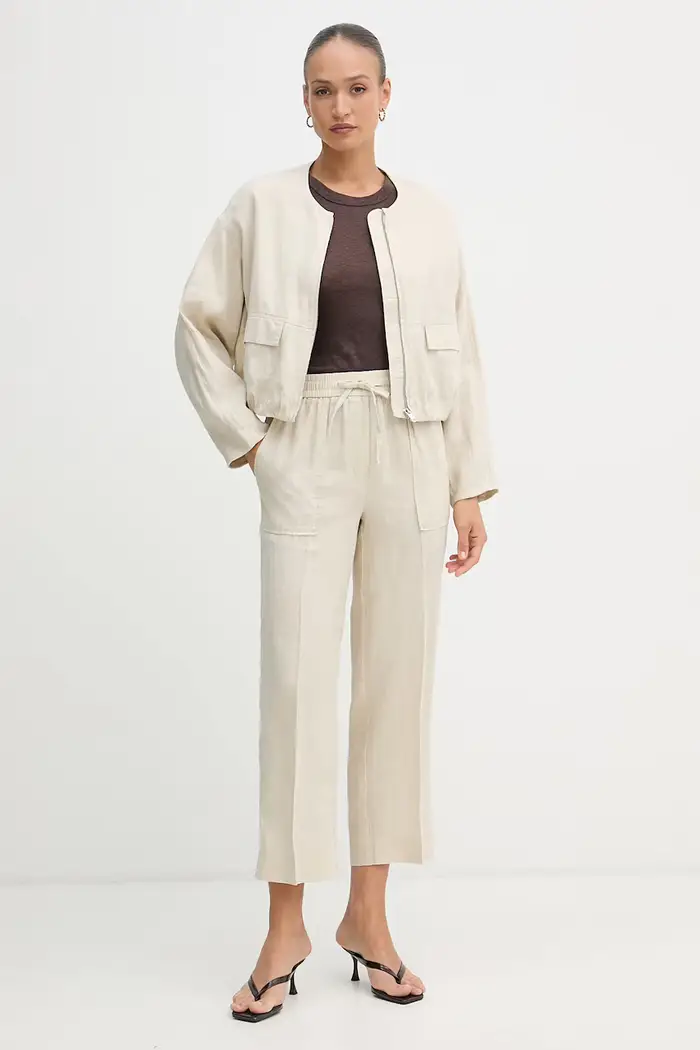United Colors of Benetton giacca di mezza stagione da donna in lino Beige