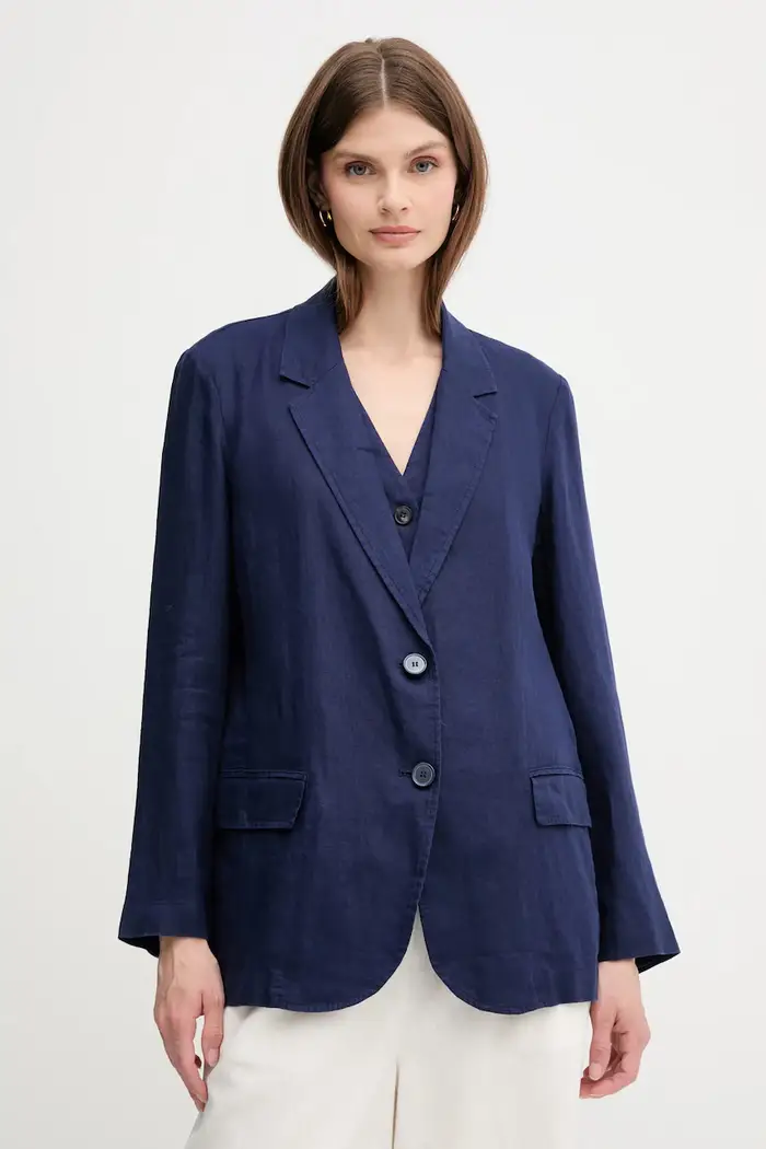 United Colors of Benetton giacca monopetto da donna in lino Blu navy