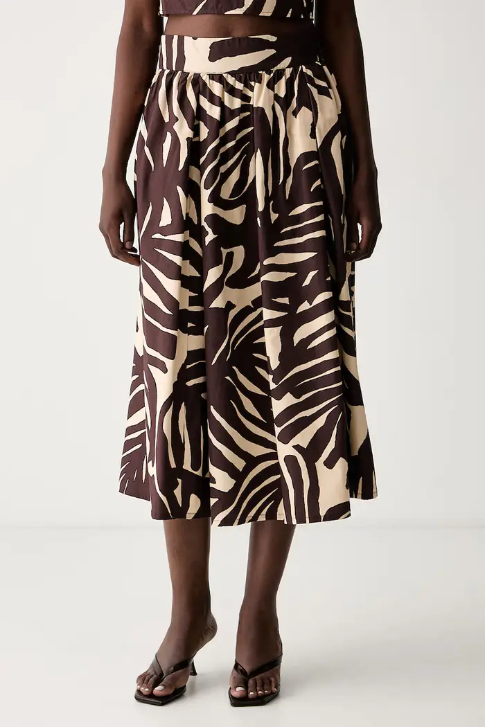 United Colors of Benetton gonna svasata in cotone Marrone