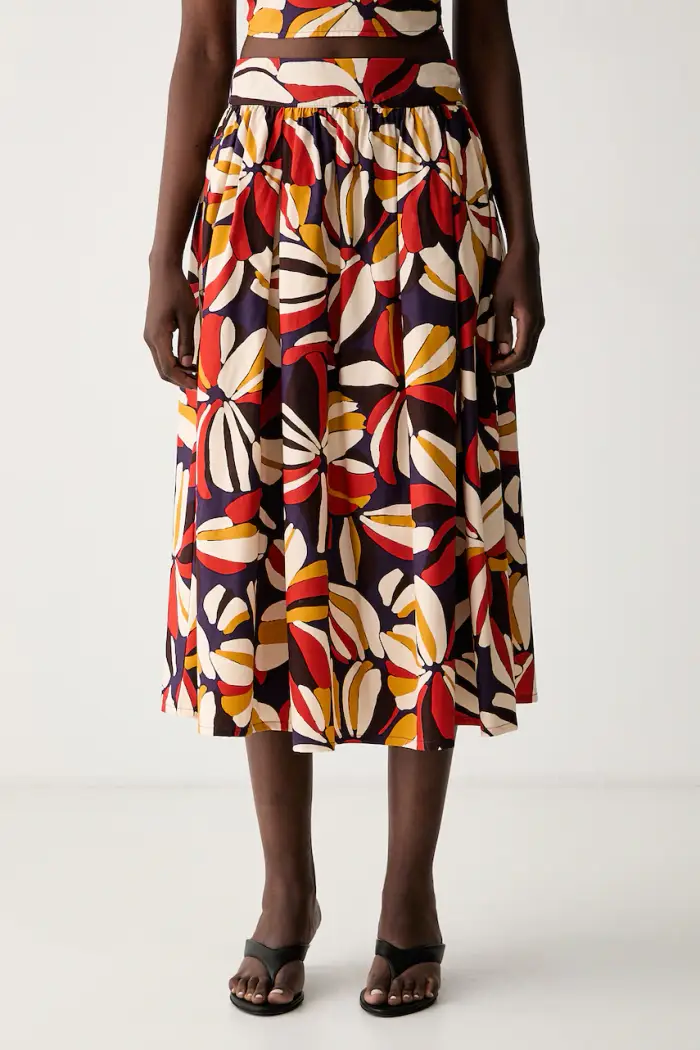United Colors of Benetton gonna svasata in cotone Rosso