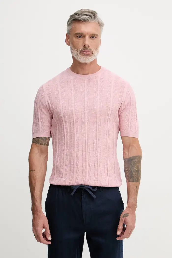 United Colors of Benetton maglietta maglione da uomo con misto lino Rosa