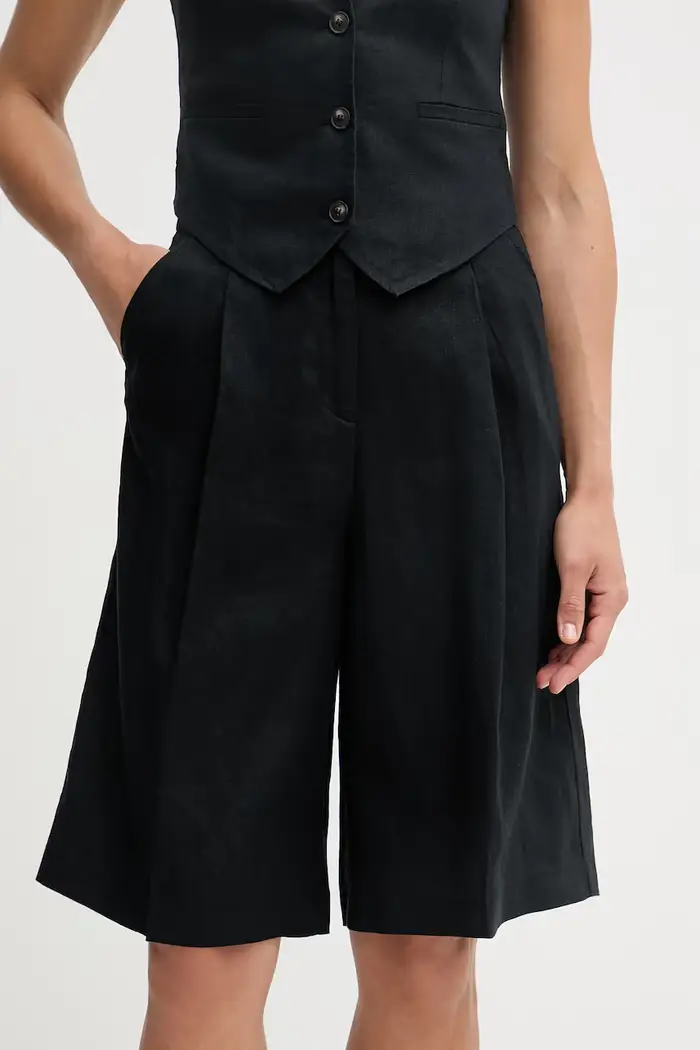 United Colors of Benetton pantaloncini da donna in lino Nero