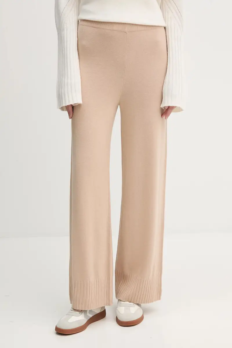 United Colors of Benetton pantaloni con lana colore beige 102HDF00Z