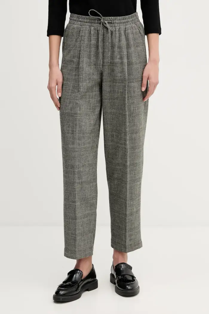 pantaloni con lino Grigio