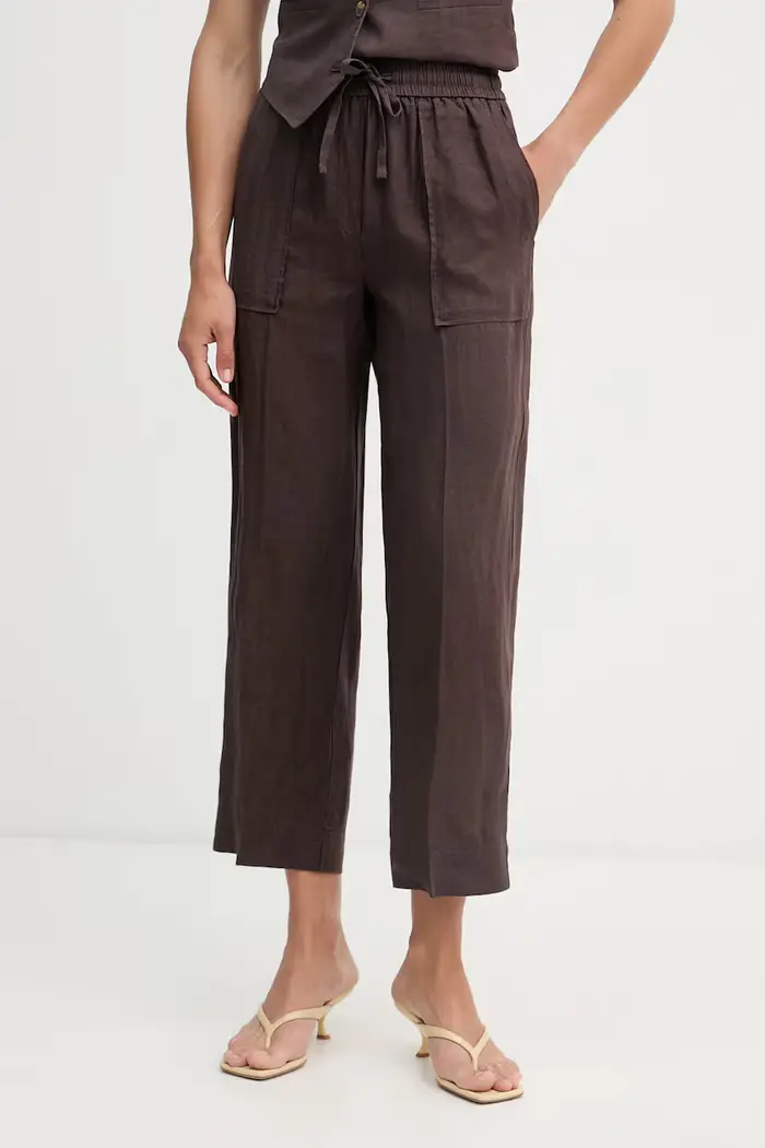 pantaloni da donna in lino Marrone