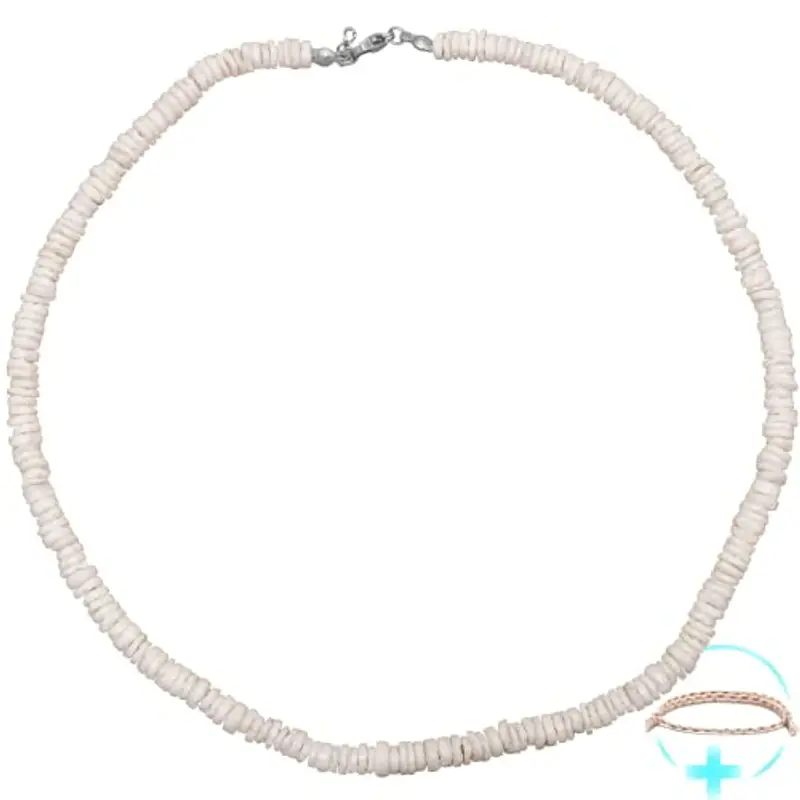 Uonel INDUSTRY Collana con conchiglie rotonde, da uomo, stile surf, hawaiano, giovanile, da spiaggia, bianco, m, Acciaio inossidabile, Non