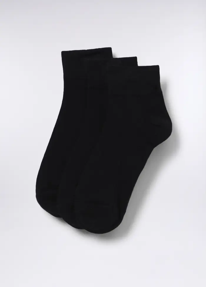 3 Pack Calze Sneaker In Cotone Stretch Uomo, Nero