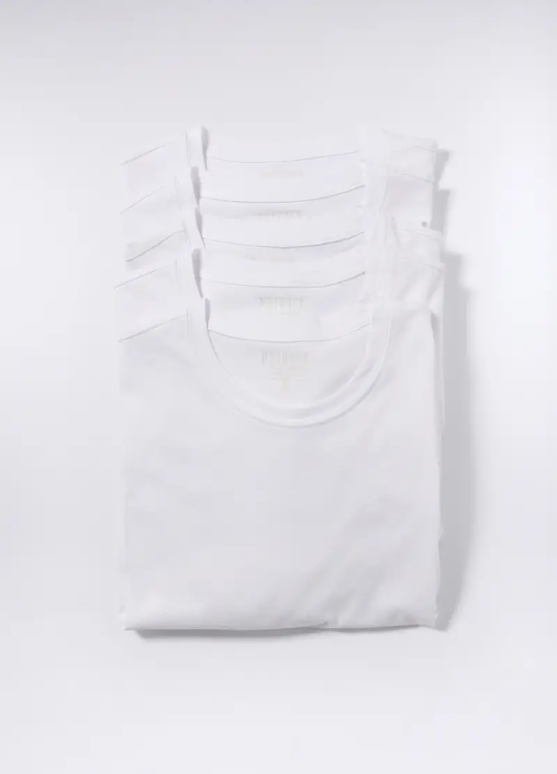 Upim 5 Pack Magliette Intime Girocollo Uomo, Bianco ottico